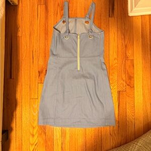 Rag & Bone Zip Front Pinafore Mini Dress Blue Grommet Straps Women’s Size Four